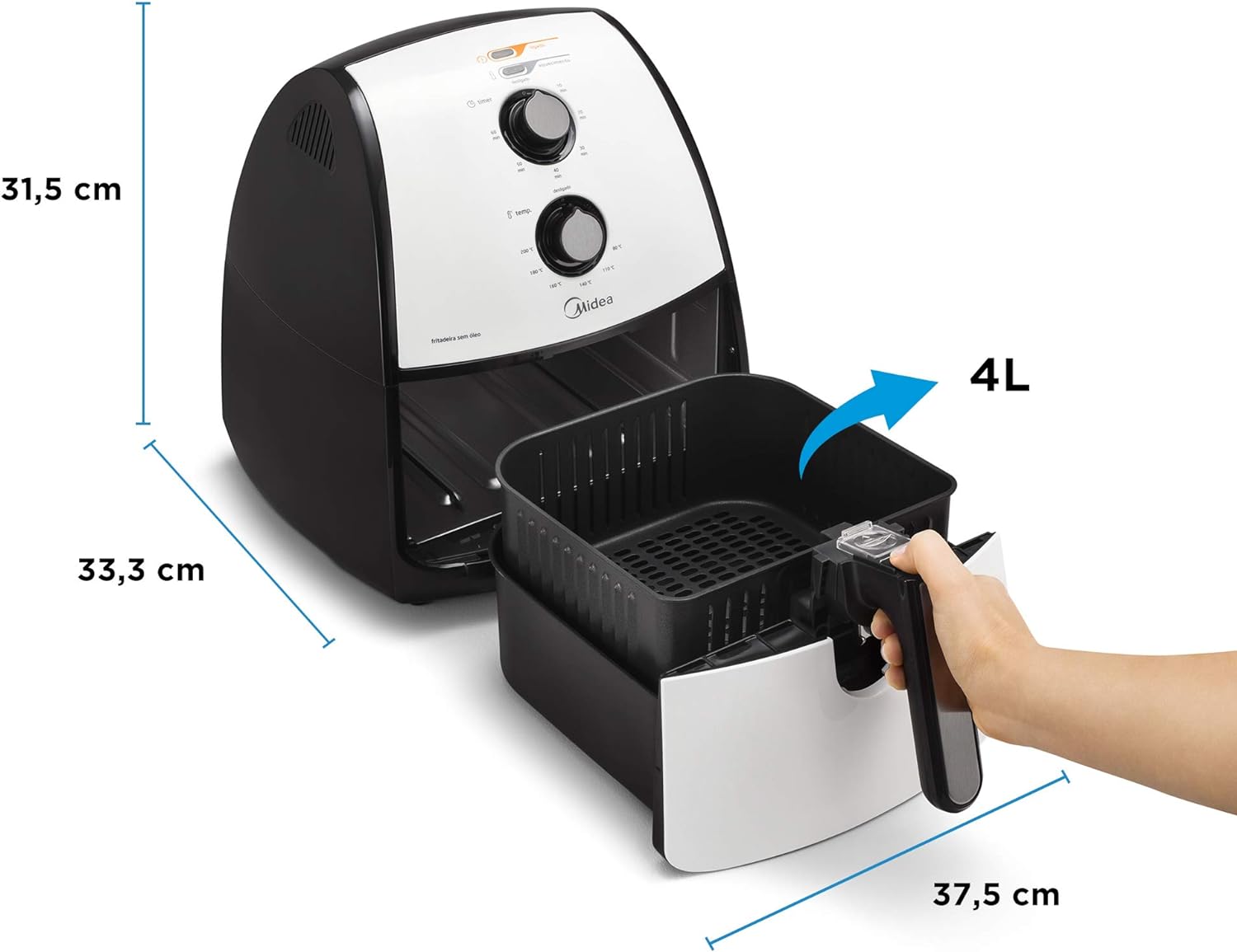 Fritadeira Airfryer Sem Óleo, 4L, Branco, 127V, Midea - Imagem 5