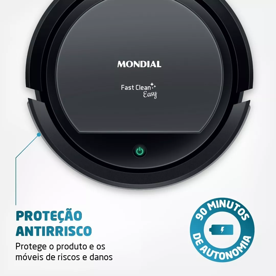 Robô Aspirador De Pó 30w Preto E Cinza Rb08 Mondial Bivolt 110V/220V - Imagem 7