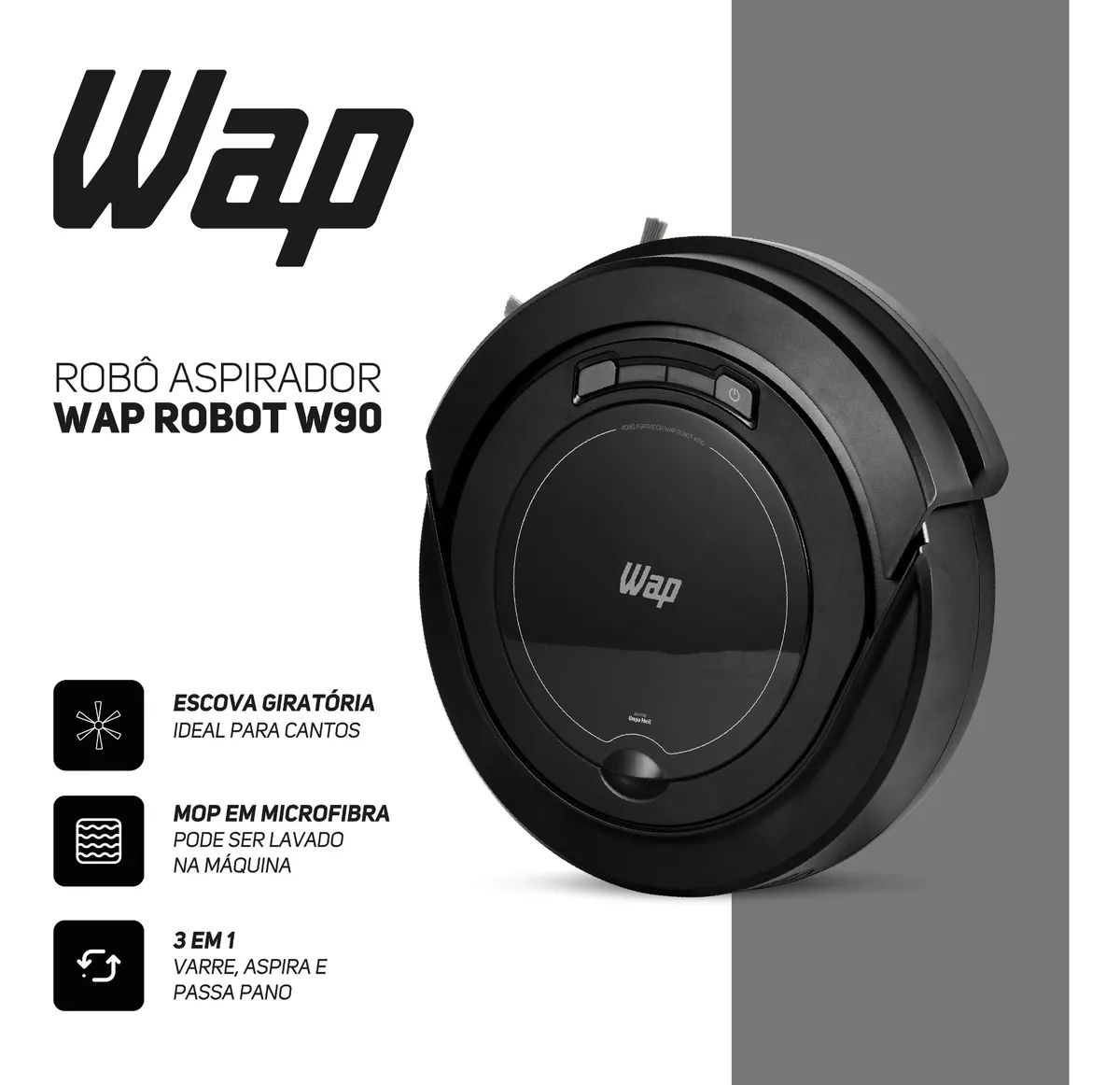 Robô Aspirador Wap Robot W90 3 Modos De Limpeza Fw009026 - Imagem 8