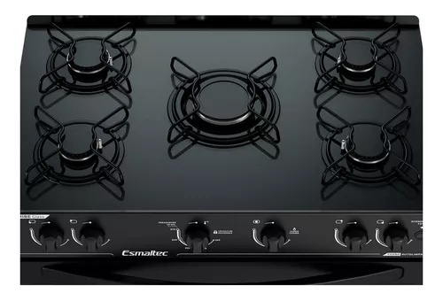 Fogão Esmaltec 5q Caribe Glass 5096 Automático Bivolt Preto - Imagem 4