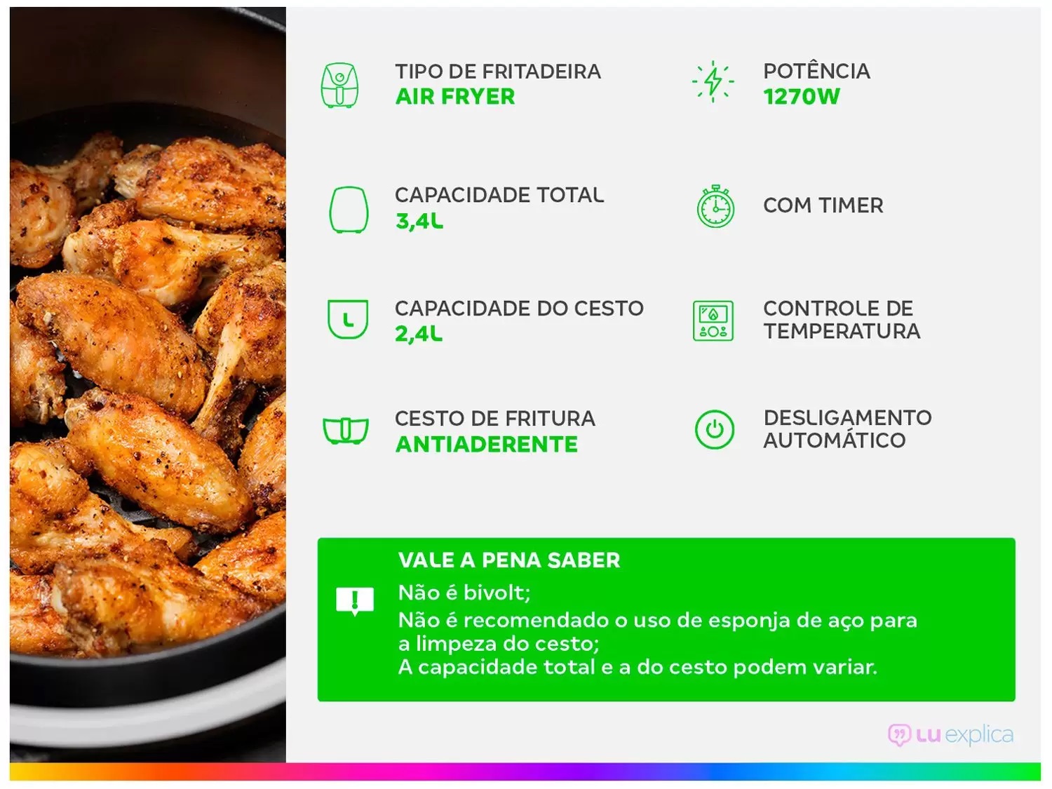 Fritadeira Elétrica sem Óleo/Air Fryer Nell Smart - Imagem 3