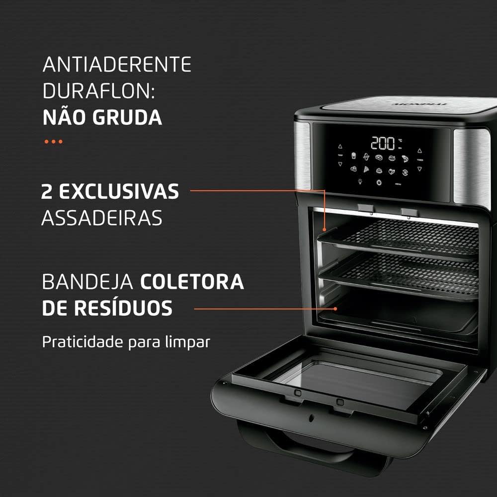 Fritadeira Air Fryer Forno Oven 12 Litros, Mondial, Preto/Inox, 2000W, 110V - AFO-12L-BI - Imagem 4