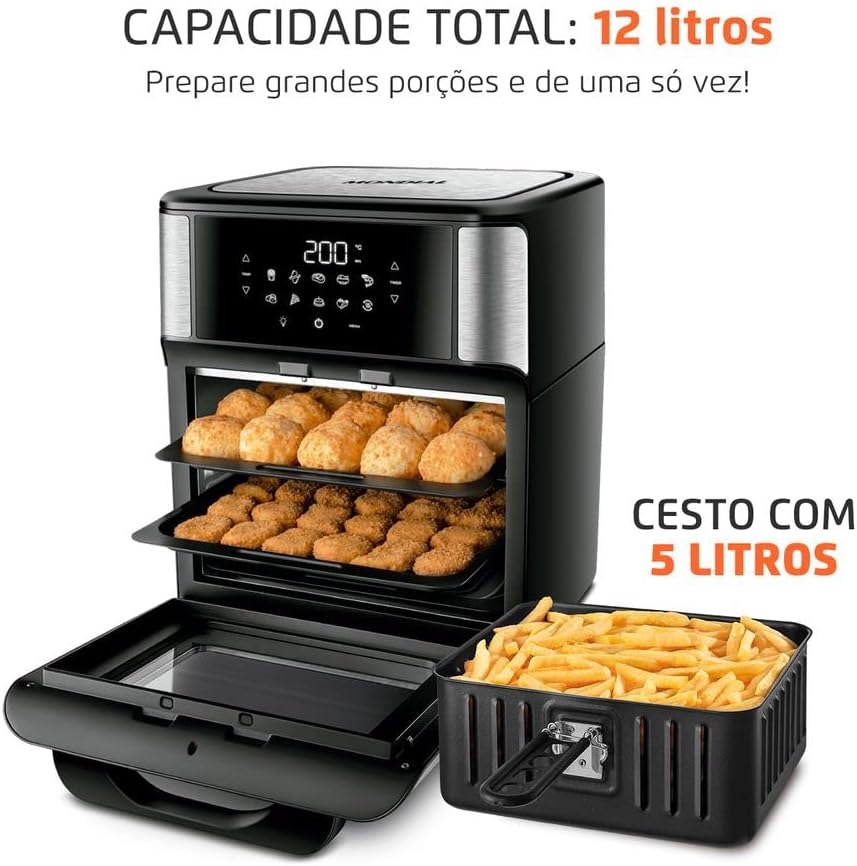 Fritadeira Air Fryer Forno Oven 12 Litros, Mondial, Preto/Inox, 2000W, 110V - AFO-12L-BI - Imagem 3