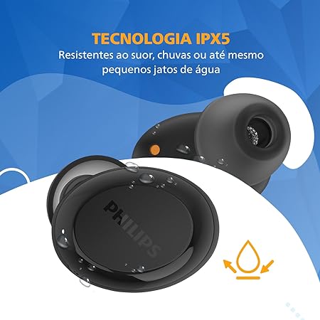 PHILIPS Fone de ouvido sem fio TWS bluetooth com microfone e energia para 18 horas - Imagem 3